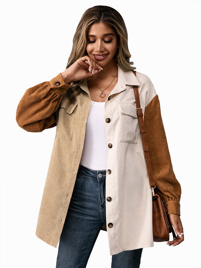 Camisa Suelta de Pana con Costuras Decorativas para Mujer - Image 13