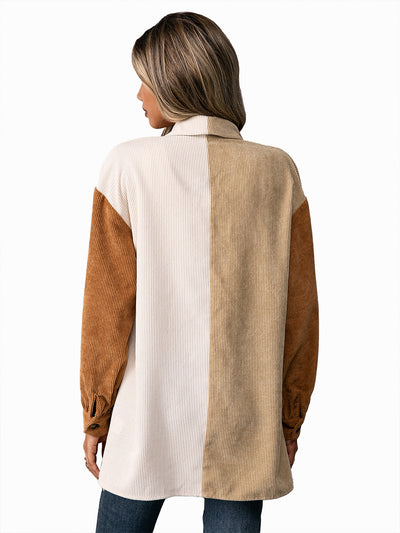 Camisa Suelta de Pana con Costuras Decorativas para Mujer - Image 15