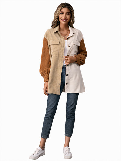 Camisa Suelta de Pana con Costuras Decorativas para Mujer - Image 16