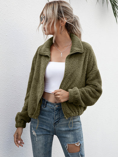 Chaqueta Sudadera Cropped con Cuello Reversible y Cordón Ajustable - Image 13