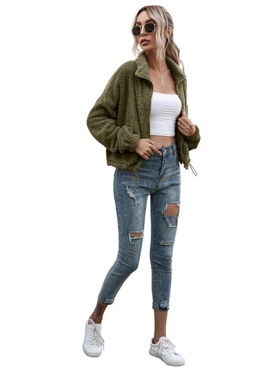 Chaqueta Sudadera Cropped con Cuello Reversible y Cordón Ajustable - Image 32