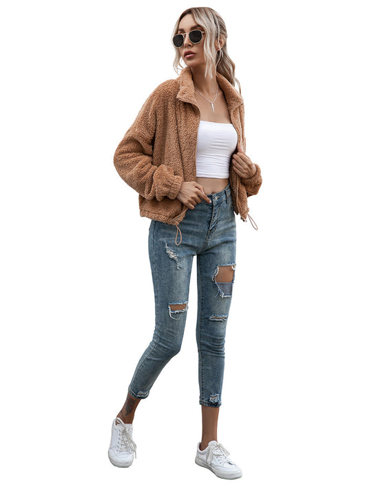 Chaqueta Sudadera Cropped con Cuello Reversible y Cordón Ajustable - Image 37