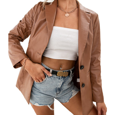 Chaqueta Blazer de Cuero PU para Mujer - Estilo Motociclista - Image 13