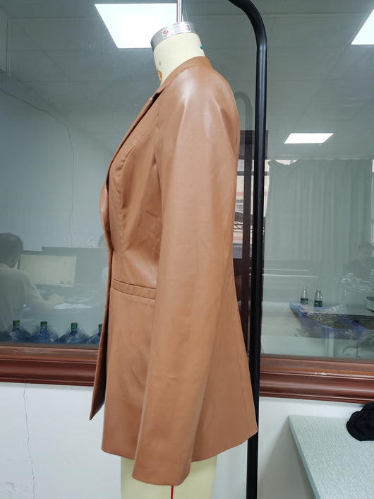 Chaqueta Blazer de Cuero PU para Mujer - Estilo Motociclista - Image 16