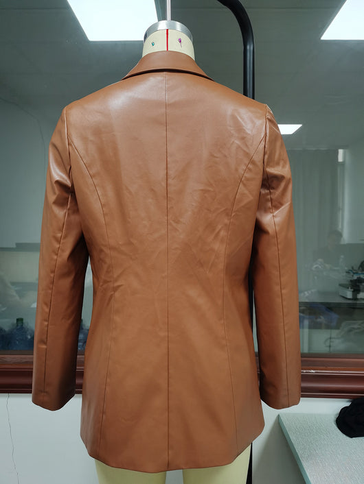 Chaqueta Blazer de Cuero PU para Mujer - Estilo Motociclista - Image 17