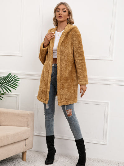Abrigo Cardigan Midi de Lana de Cordero con Capucha Estilo Trinchera - Image 7