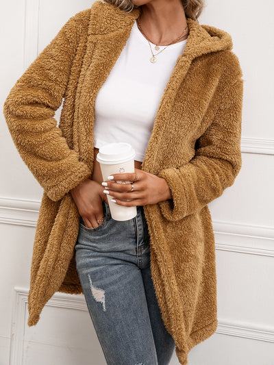 Abrigo Cardigan Midi de Lana de Cordero con Capucha Estilo Trinchera - Image 10