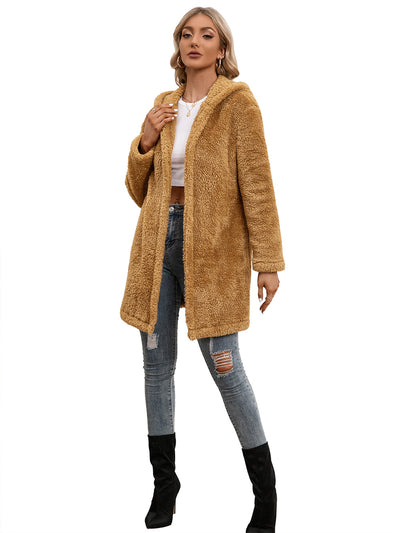 Abrigo Cardigan Midi de Lana de Cordero con Capucha Estilo Trinchera - Image 12