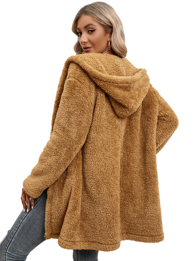 Abrigo Cardigan Midi de Lana de Cordero con Capucha Estilo Trinchera - Image 16