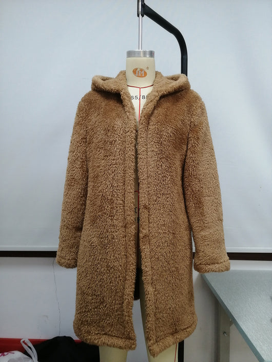 Abrigo Cardigan Midi de Lana de Cordero con Capucha Estilo Trinchera - Image 17
