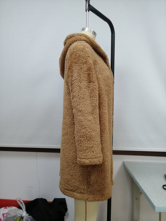 Abrigo Cardigan Midi de Lana de Cordero con Capucha Estilo Trinchera - Image 18