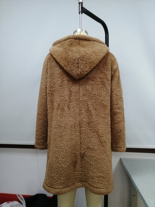Abrigo Cardigan Midi de Lana de Cordero con Capucha Estilo Trinchera - Image 19
