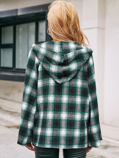 Cardigan Tipo Camisa a Cuadros Holgado con Capucha - Image 15