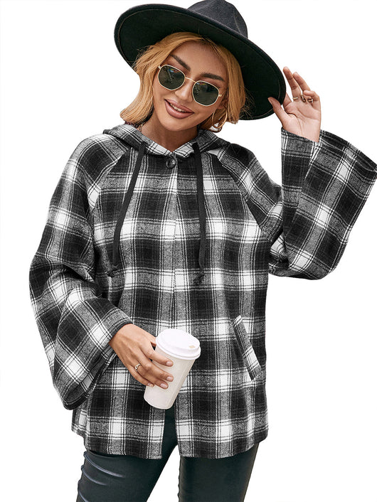 Cardigan Tipo Camisa a Cuadros Holgado con Capucha - Image 19