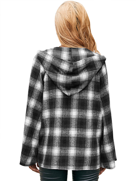 Cardigan Tipo Camisa a Cuadros Holgado con Capucha - Image 20