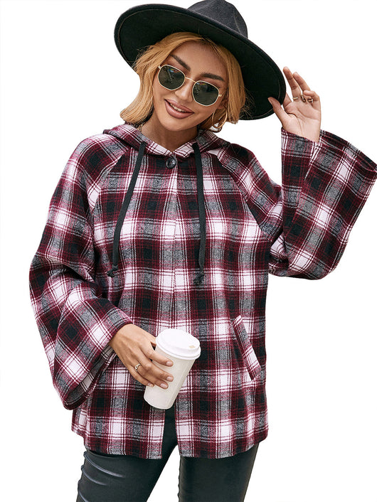 Cardigan Tipo Camisa a Cuadros Holgado con Capucha - Image 24
