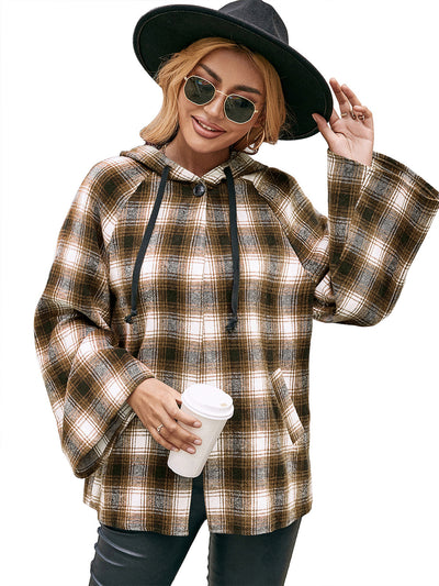 Cardigan Tipo Camisa a Cuadros Holgado con Capucha - Image 29