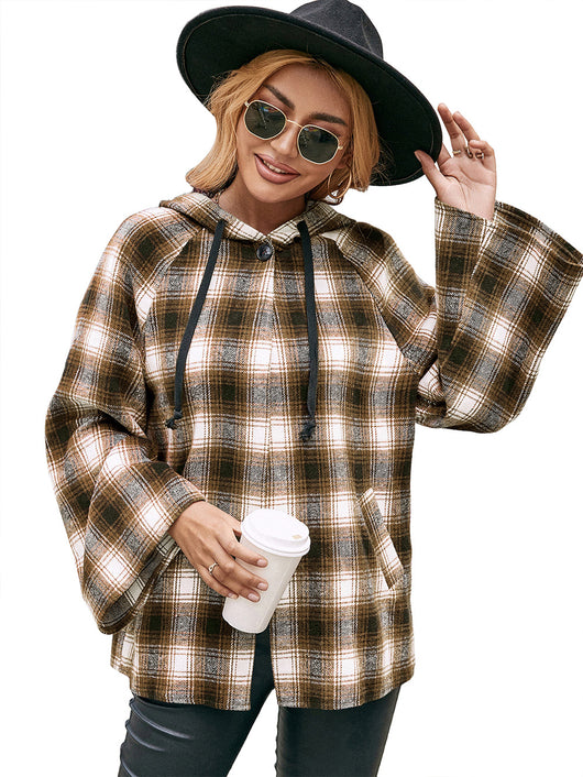 Cardigan Tipo Camisa a Cuadros Holgado con Capucha - Image 29