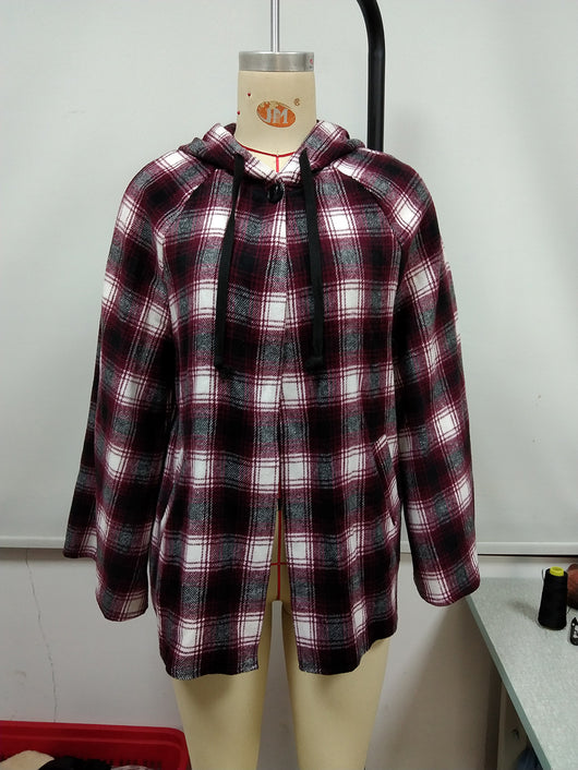 Cardigan Tipo Camisa a Cuadros Holgado con Capucha - Image 39
