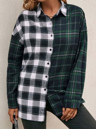 Camisa Cuadriculada con Bloques de Color para Mujer - Image 12