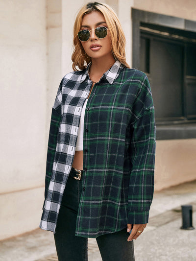 Camisa Cuadriculada con Bloques de Color para Mujer - Image 14