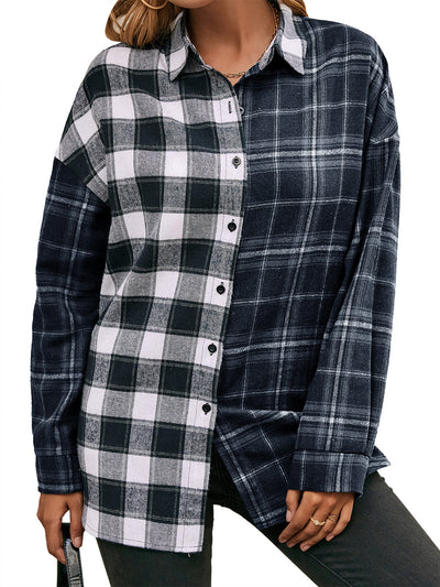 Camisa Cuadriculada con Bloques de Color para Mujer - Image 17