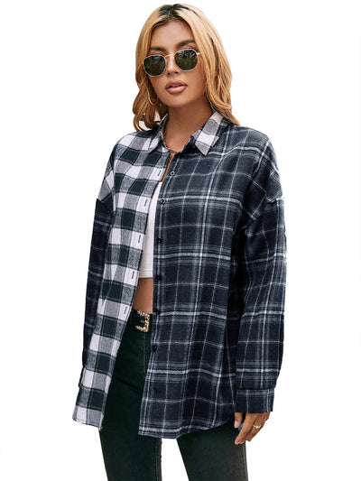 Camisa Cuadriculada con Bloques de Color para Mujer - Image 19