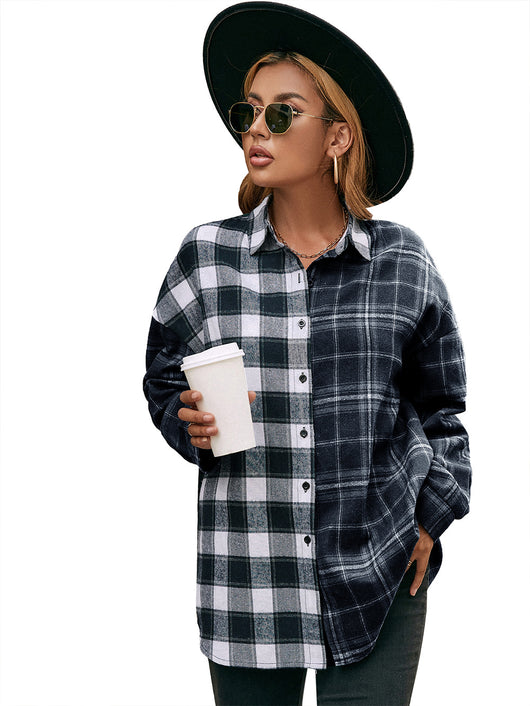 Camisa Cuadriculada con Bloques de Color para Mujer - Image 20