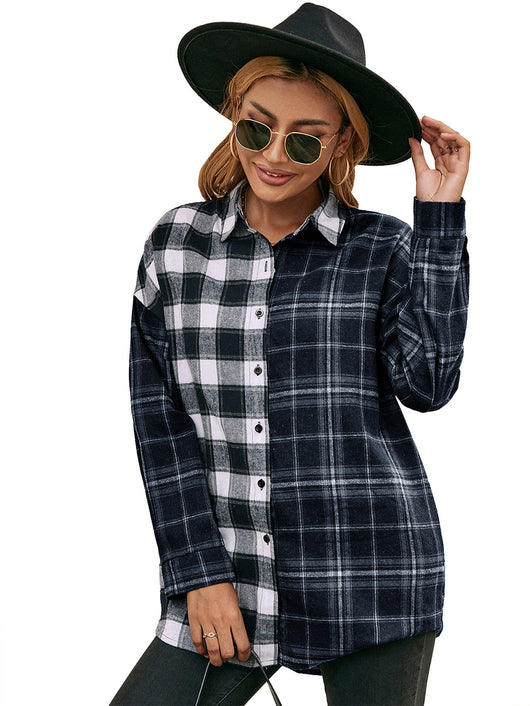Camisa Cuadriculada con Bloques de Color para Mujer - Image 21