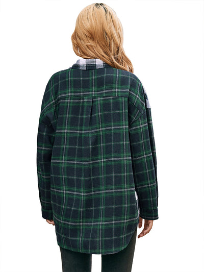 Camisa Cuadriculada con Bloques de Color para Mujer - Image 23