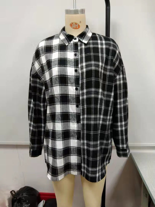 Camisa Cuadriculada con Bloques de Color para Mujer - Image 27