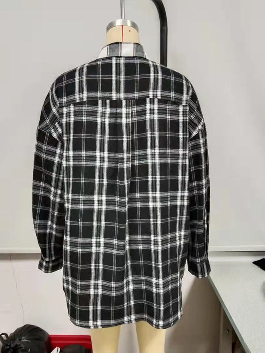 Camisa Cuadriculada con Bloques de Color para Mujer - Image 29