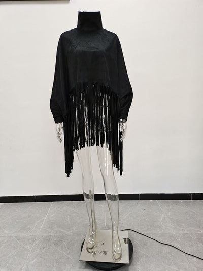 Blusa Larga con Flecos de Color Sólido para Mujer - Image 10