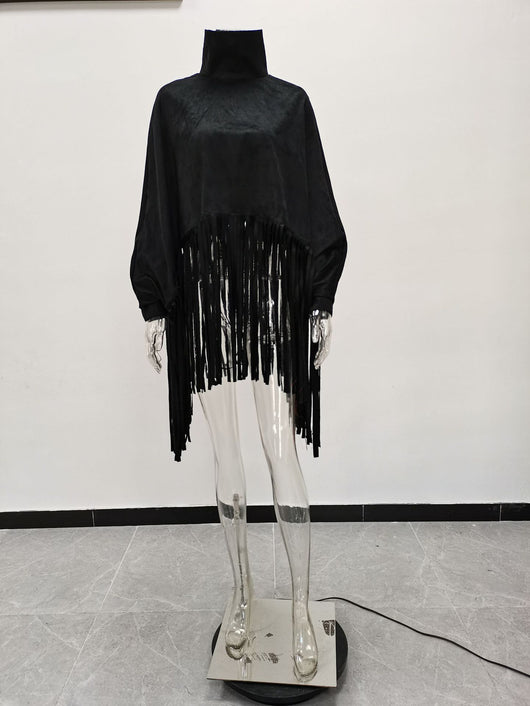 Blusa Larga con Flecos de Color Sólido para Mujer - Image 10