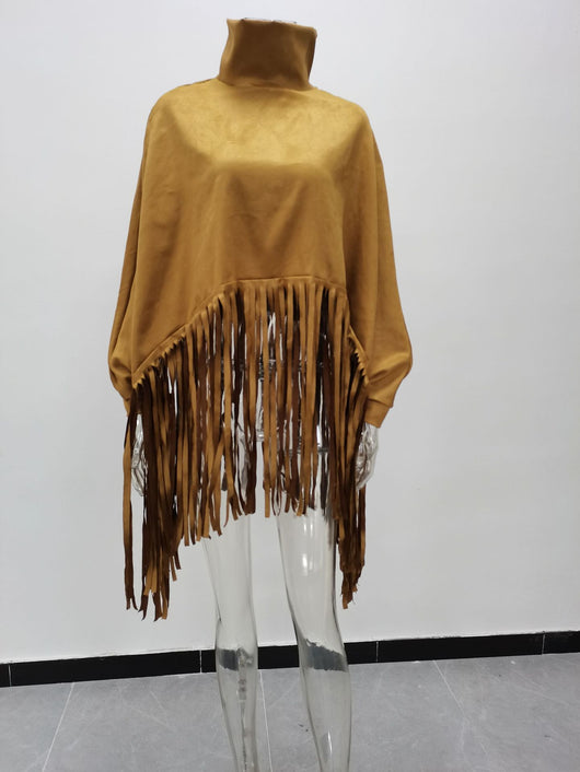 Blusa Larga con Flecos de Color Sólido para Mujer - Image 11
