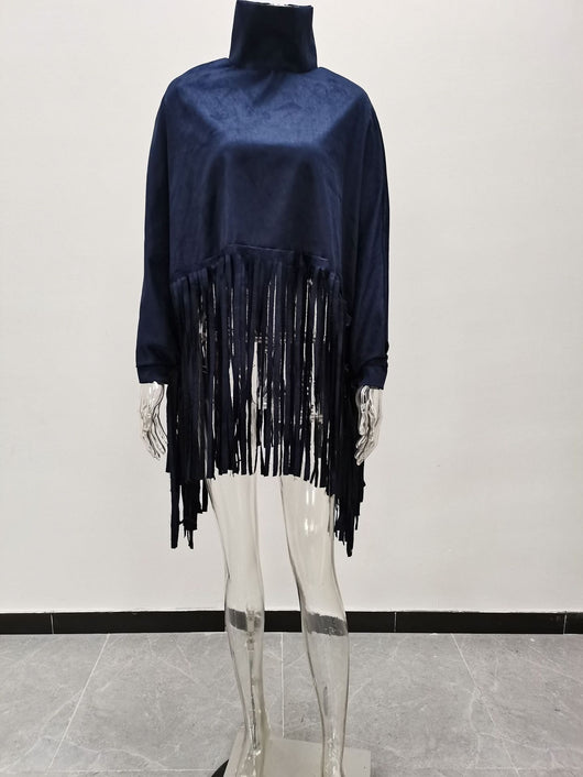 Blusa Larga con Flecos de Color Sólido para Mujer - Image 12