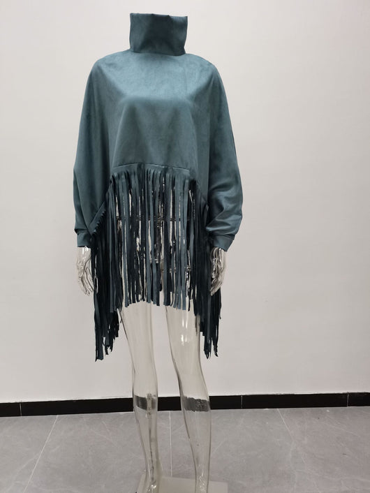 Blusa Larga con Flecos de Color Sólido para Mujer - Image 13