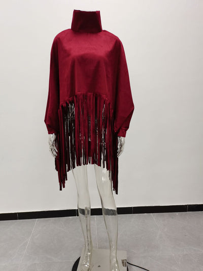 Blusa Larga con Flecos de Color Sólido para Mujer - Image 14