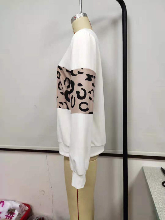 Suéter Tejido Estampado Leopardo Cuello Redondo con Parches de Contraste para Mujer - Image 29