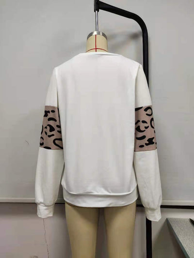 Suéter Tejido Estampado Leopardo Cuello Redondo con Parches de Contraste para Mujer - Image 30
