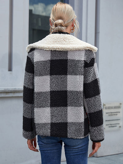 Chaqueta de Lana Cuadrille con Solapa Suave y Bolsillos - Image 8