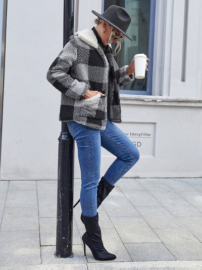 Chaqueta de Lana Cuadrille con Solapa Suave y Bolsillos - Image 11