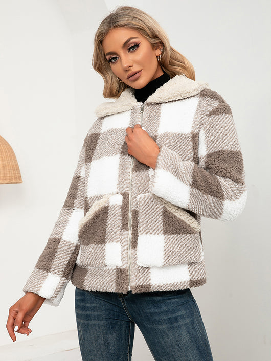 Chaqueta de Lana Cuadrille con Solapa Suave y Bolsillos - Image 12