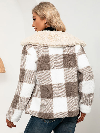 Chaqueta de Lana Cuadrille con Solapa Suave y Bolsillos - Image 13
