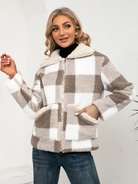 Chaqueta de Lana Cuadrille con Solapa Suave y Bolsillos - Image 15