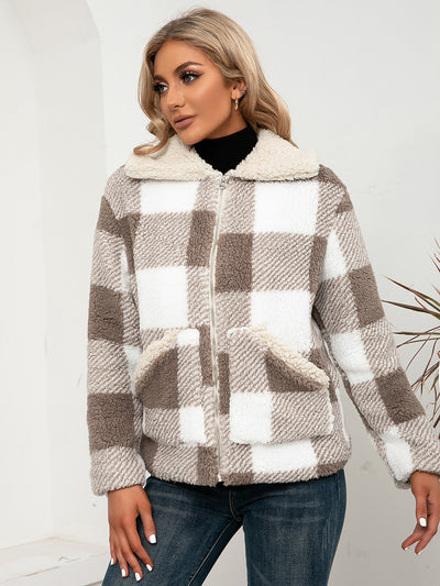 Chaqueta de Lana Cuadrille con Solapa Suave y Bolsillos - Image 16