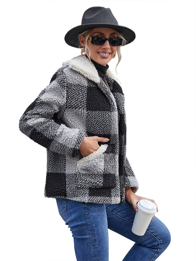 Chaqueta de Lana Cuadrille con Solapa Suave y Bolsillos - Image 17
