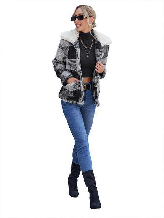 Chaqueta de Lana Cuadrille con Solapa Suave y Bolsillos - Image 19