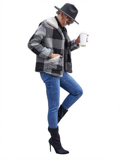 Chaqueta de Lana Cuadrille con Solapa Suave y Bolsillos - Image 21