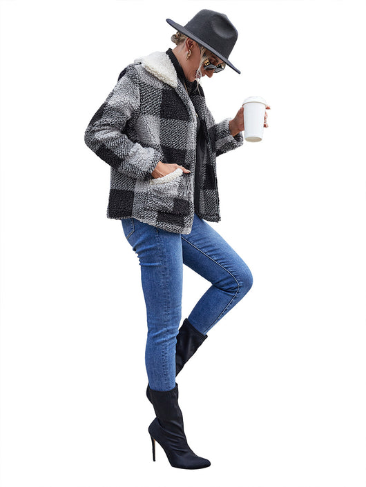 Chaqueta de Lana Cuadrille con Solapa Suave y Bolsillos - Image 21